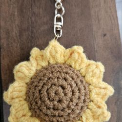 New Sunflower Fabric Charm With Goldtone Clip 