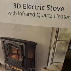 Mainstays New 2-Setting 3D Electric Stove Heater with Life-like Flame, Black
