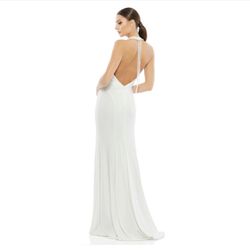 Mac Dugal Beaded Halter Jersey Gown