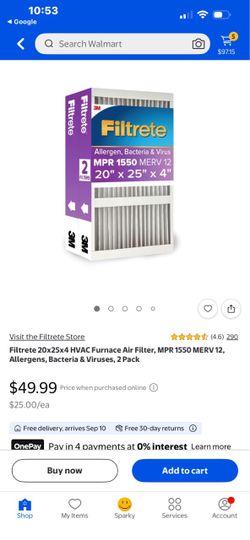 Filtrete 20x25x4 Merv 12