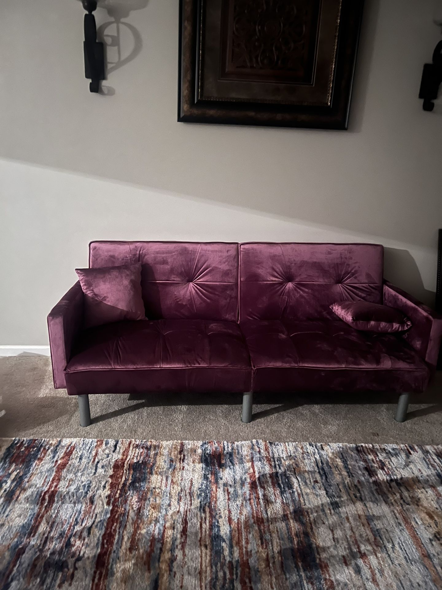 Purple Velvet Sleeper Sofa