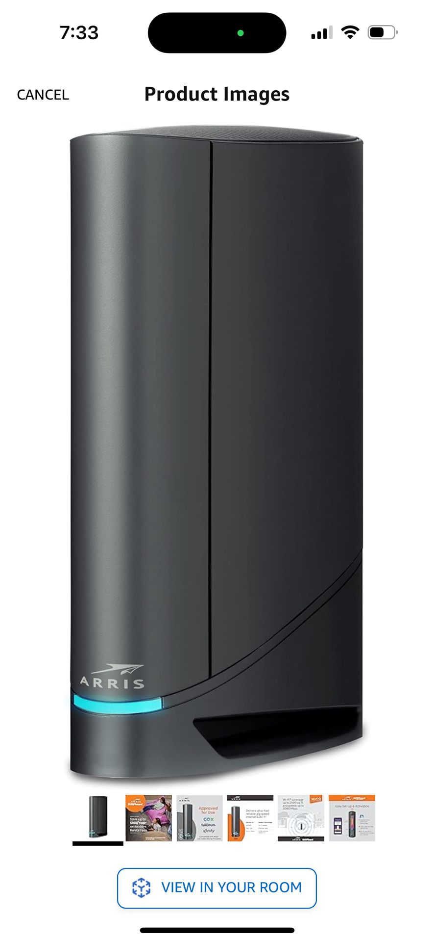 ARRIS Surfboard G34 DOCSIS 3.1 Gigabit Cable Modem & Wi-Fi 6 Router (AX3000) , Approved for Comcast Xfinity, Cox, Spectrum & More , Four 1 Gbps Ports 