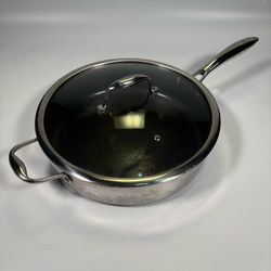 HexClad 12" Hybrid Deep Sauté Pan with Tempered Glass Lid – 5.5 Quart