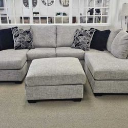 LH 👉$39 Down Payment  For Financing 👉Megginson Light Gray Double Chaise Sectional Couch 