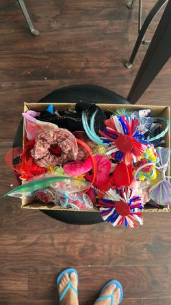 Box full of bows and hair items
