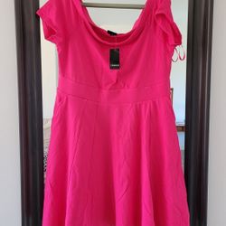 Bran New Torrid Off Sholder Dress Size 1x Hot Pink