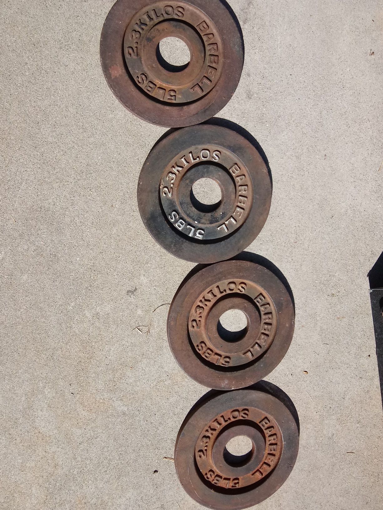 4 5 pound Olympic weights for 2 inch bar 20 pounds total All Matching