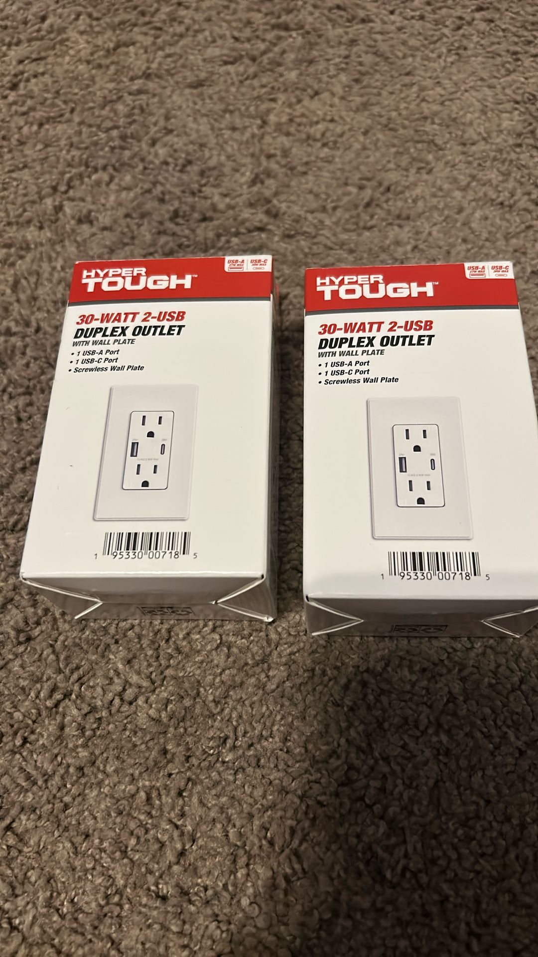 30-Watt Electric Receptacles With USB-A & USB-C Ports