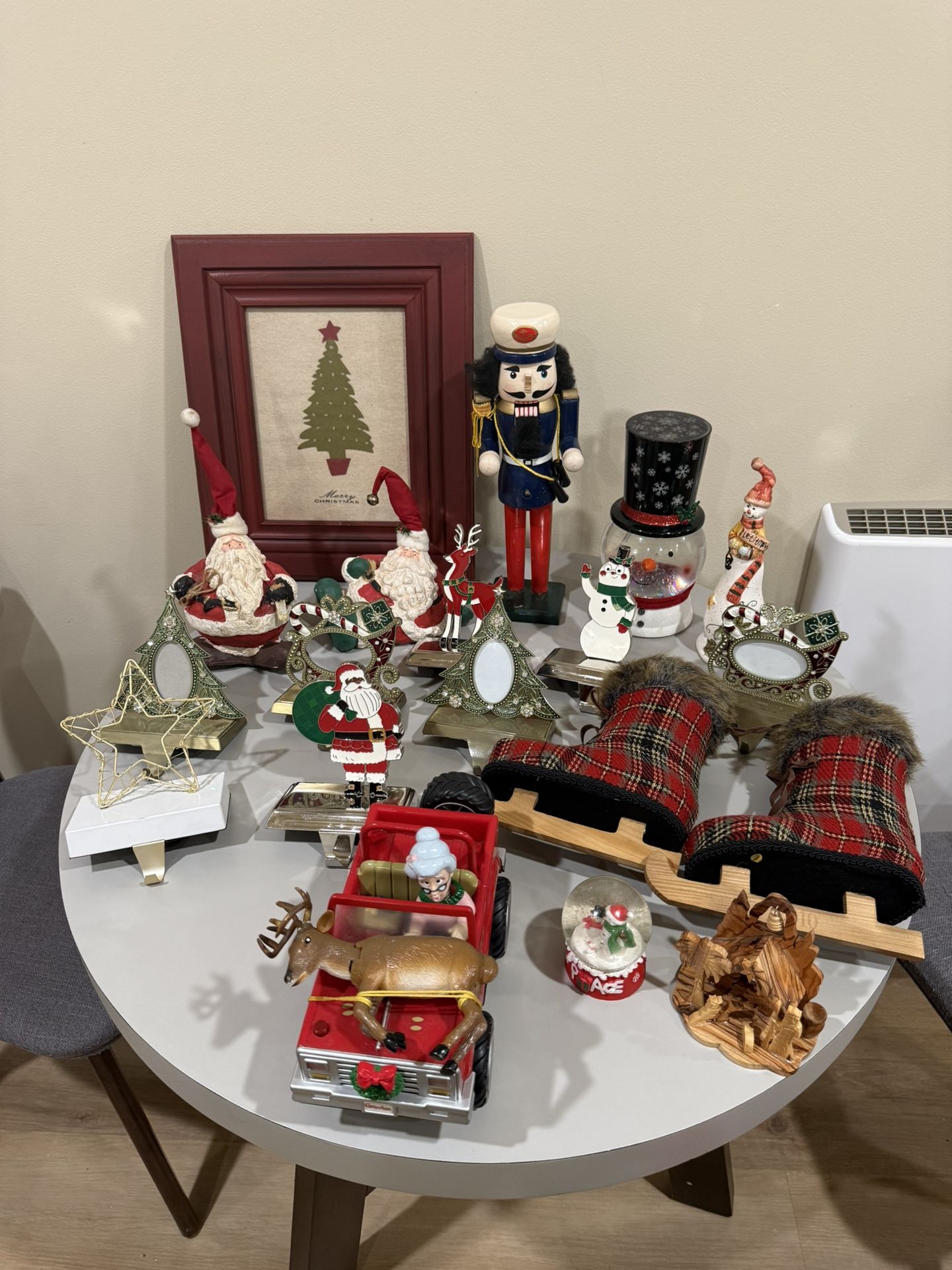 A lot of Christmas vintage toys. Antique. Vintage Christmas toys