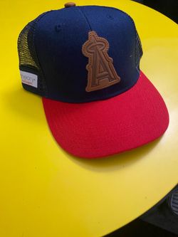 LA Angels Baseball Hat Faux Leather 'A' Logo and Strap