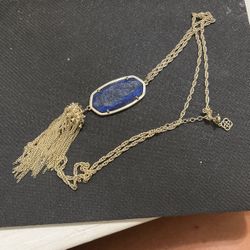 Kendra Scott Navy Blue And Gold Tassel Necklace