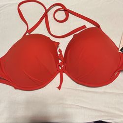 Victorias Secret 34DDD Red Swimsuit Halter Padded 34DDD