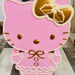 NWT Hello Kitty Gingerbread Pink Lighted Blow Mold Sanrio Holiday 26inch