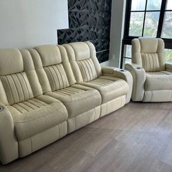Leather Recliner Sofa Set – Excellent Condition