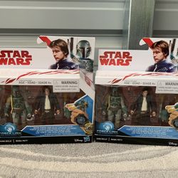 2 Star Wars Force Link Boba Fett Hans Solo Figures, New / Sealed
