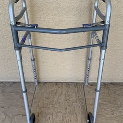 Two Button Folding Walker With 5" Wheels P1305