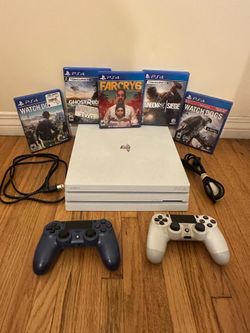 PS4 Pro Glacier White 1TB + 2 Controllers + Cables - $250 (Los Angeles)