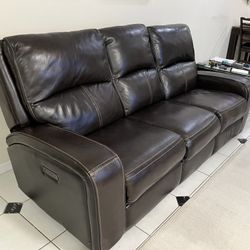 Power Reclining Leather Sofa (Brown)