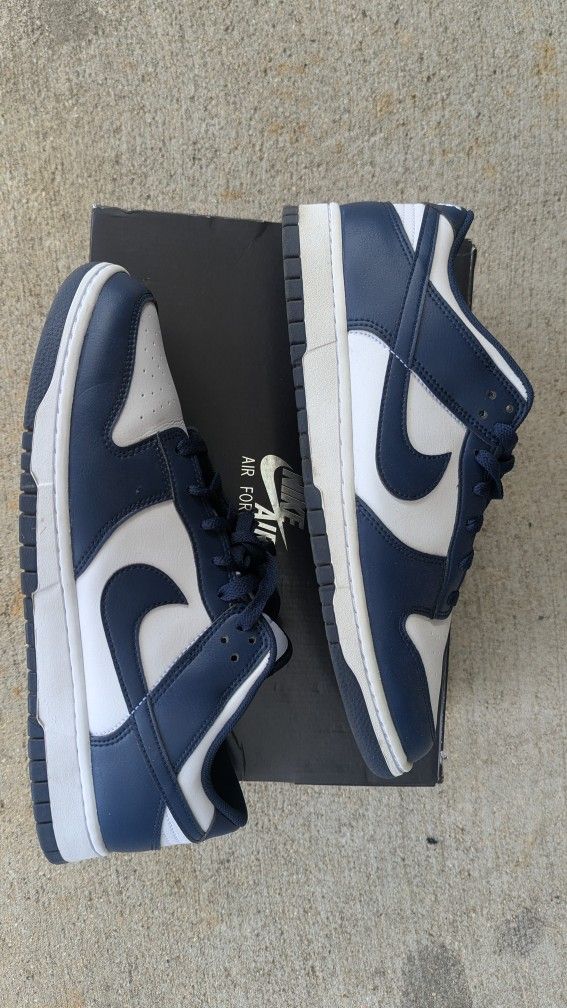 Used Nike Dunk Low White Midnight Navy Size 11.5
