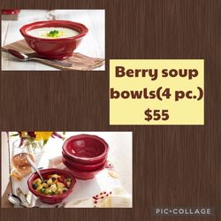 Princess House Berry Soup Bowls (4)