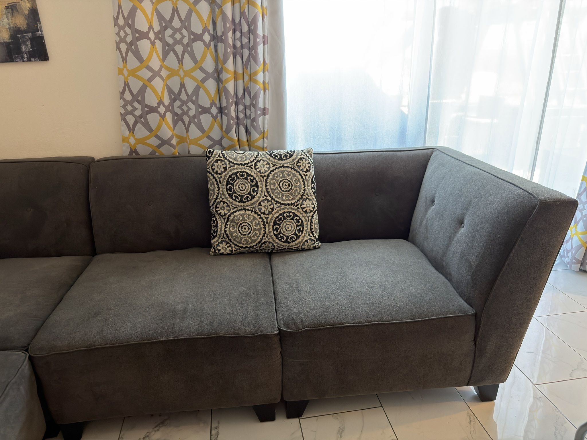 Gray Sectional Couches W/ Pillows