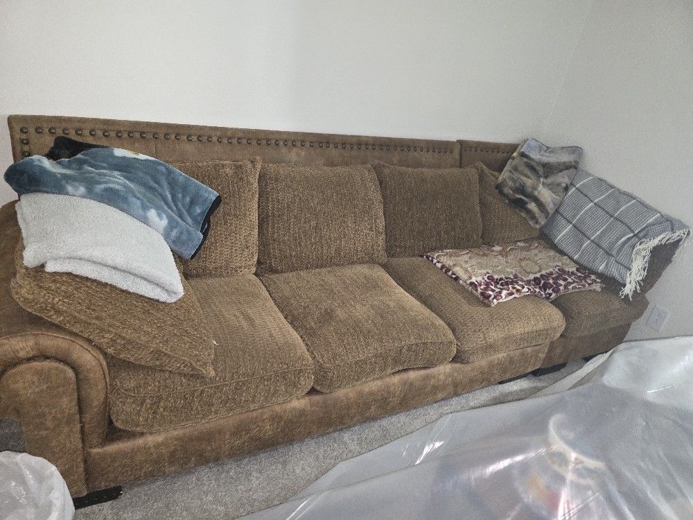 Real Leather Couch With Goose Down Feathers