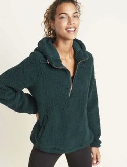 Old Navy Plush Sherpa 1/2-Zip Hoodie Sweater Pullover Dark Ivy Hunter Green XXL