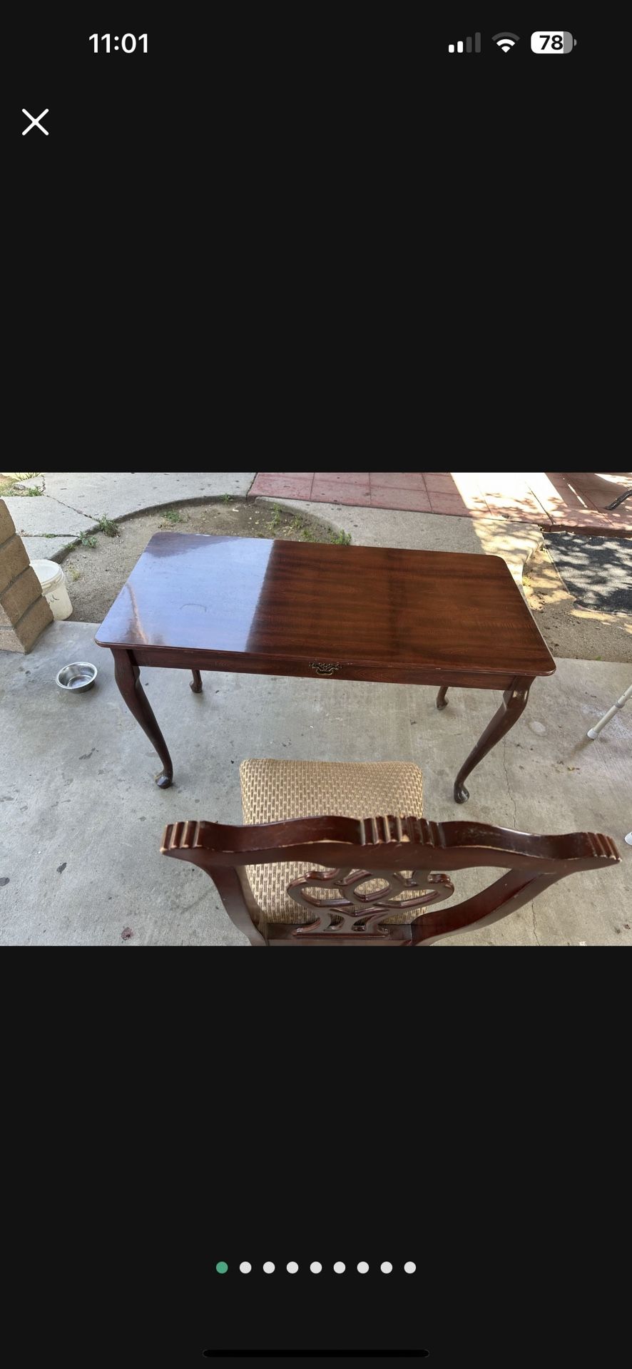 Vintage Cherry Color Single Table Work Desk W Wood Chair