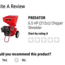 Predator 6.5hp wood chipper shredder 