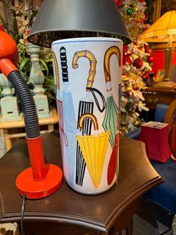 1970s cosmetic handpainted umbrella pot