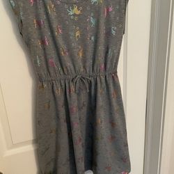 Girls Dress Unicorn Gray Rainbow Size 14 Like New