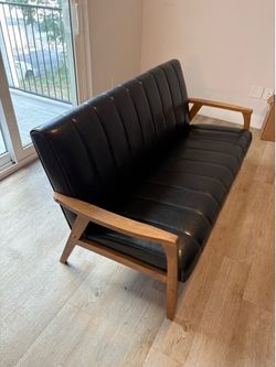 Bulgarian Mid-Century Modern Office Leather Couch / Loveseat