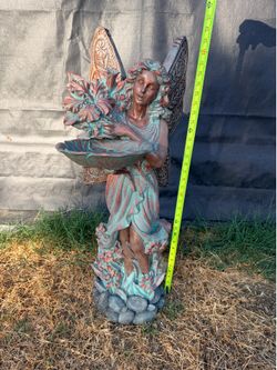 Brushed bronze patina fairy bird feeder