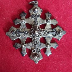 Vintage Bethlehem Silver 935 Silver Jerusalem Cross Pendant