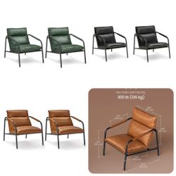 Set Of 2 Accent Chair, Metal Framed Armchair, 