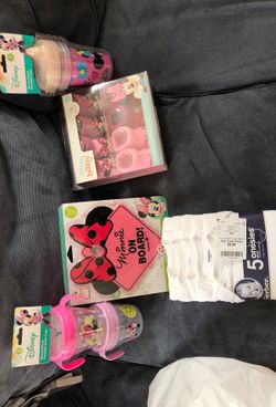 baby girl clothes, onesies, bibs, bottles, mittens, hats & more