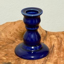Vintage Single Cobalt Blue Candle Holder Bud Vase Decor Accent Made In Japan