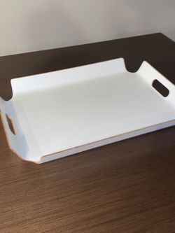 Crate and Barrel Modern Curved Wood Tray with Handles 21"x15.5"inch