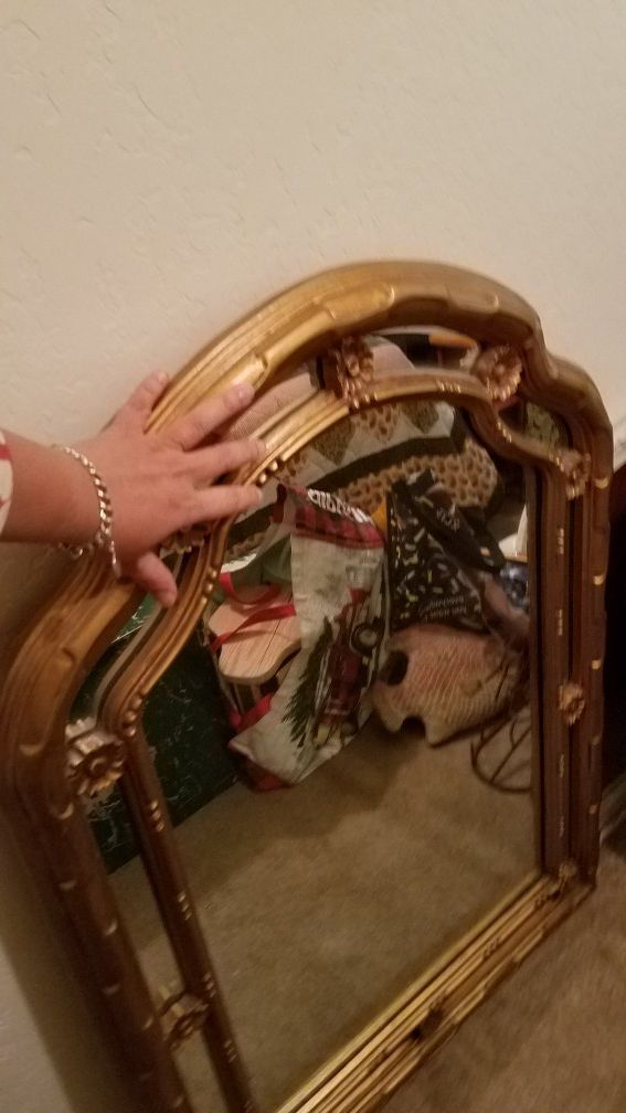 Beautiful antique golden heavy large mirror