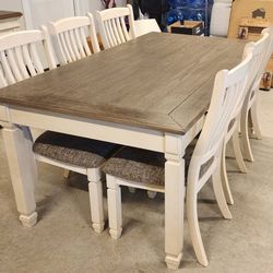 Ashley Furniture Farmhouse Dining Set – Like New | Table w/ Storage + 6 Chairs