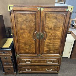 Bernhardt Hollywood Regency Lacquered Tallboy Armoire
