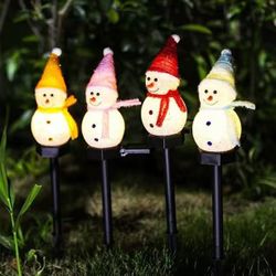 Christmas Snowman Pathway Lights Outdoor Decoration, Snowman LandscapeLights Stake, Walkway String Lights for Holiday Outside Yard Lawn Porch Lane Gar