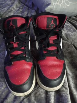 Jordan 1 mid red and black sneakers