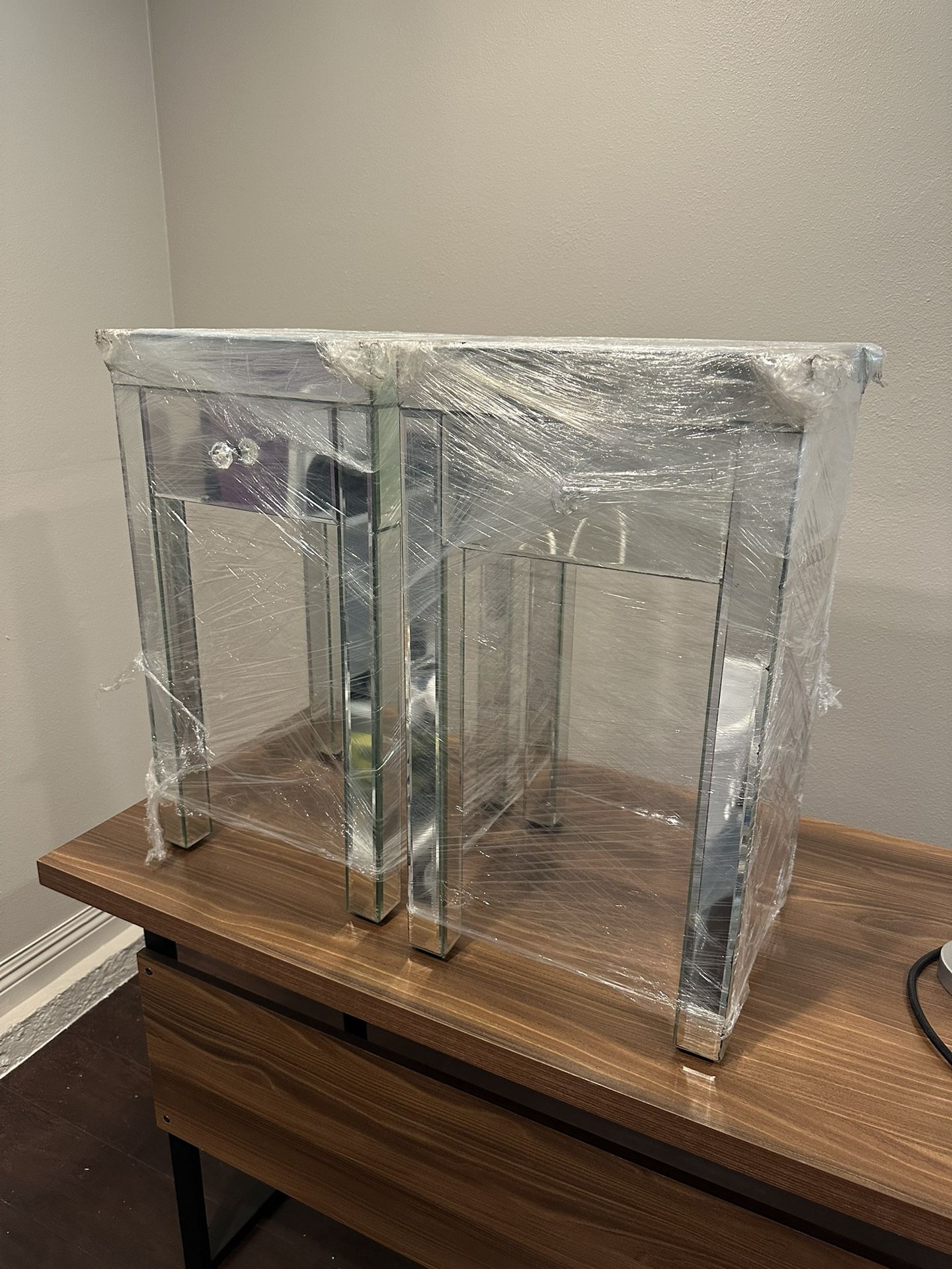 Set Of 2 Modern Mirrored Nightstand $60