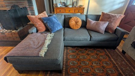 Grey Couch with Reversible Chaise Lounge