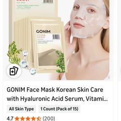 Korean Skin Care 4.7 Rating! Masks Brand New Sealed Box Set Of 15