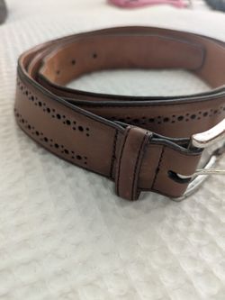 Men's Allen Edmonds Brown Leather Perforated Belt Size 44
