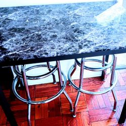 Black Marble Top BAR Table & CHAIRS 