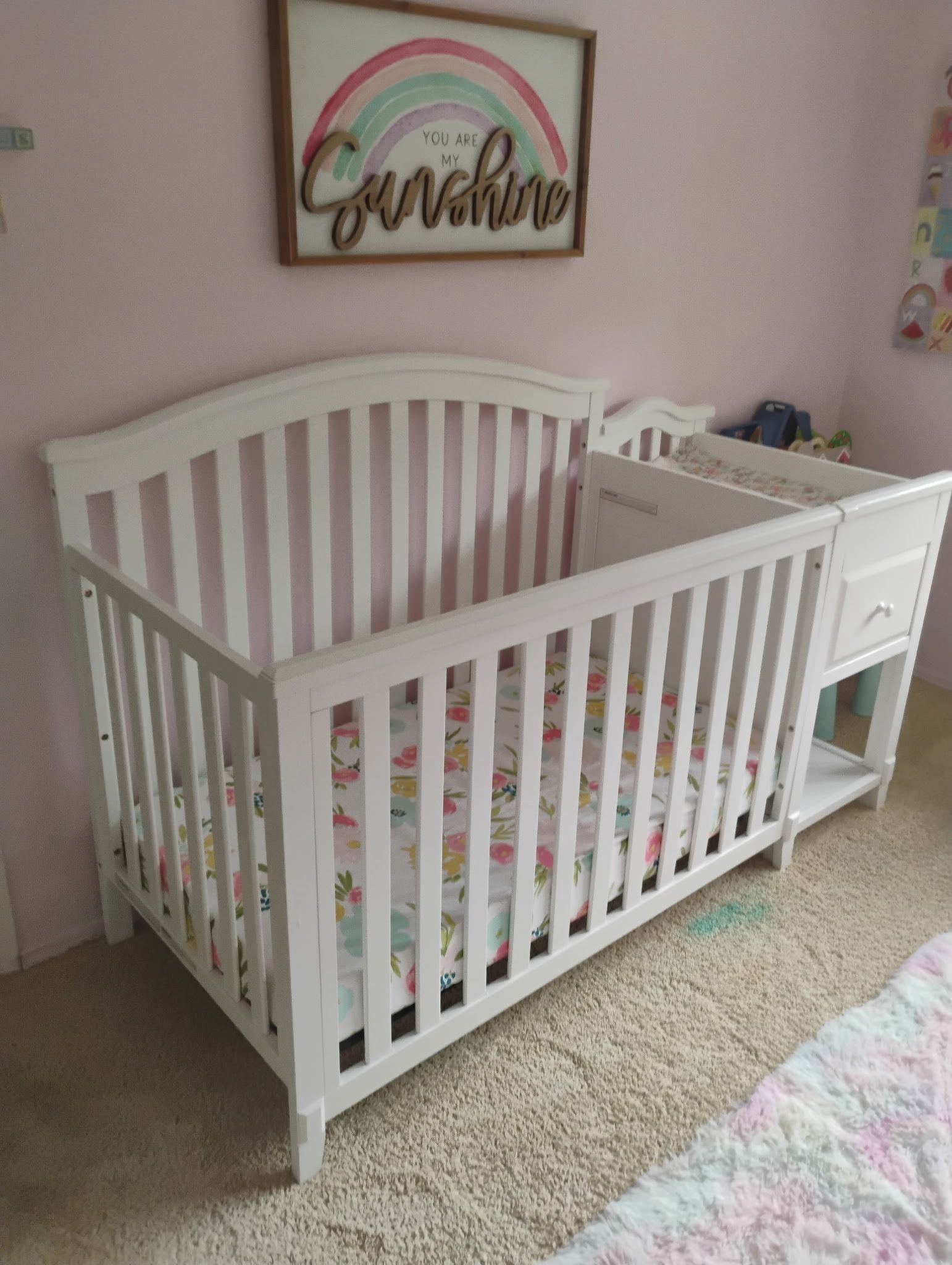 White crib With Changing Table