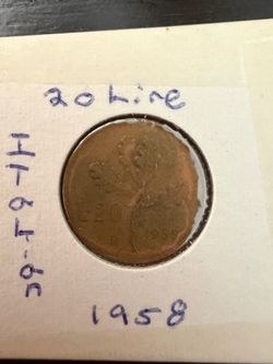 1958 Italian Lire 20 coin